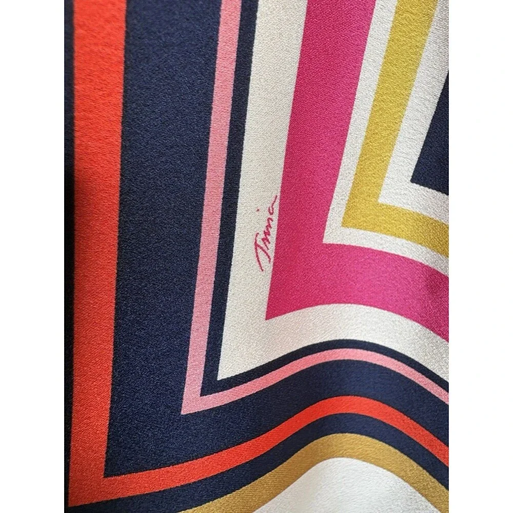 Trina Turk Open Kimono Multi Stripe Geometric Signature Print Satin Jacket S